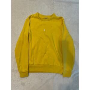 POLO RALPH LAUREN Crewneck Sweatshirt Yellow Mens S Embroidered Pony Center Logo